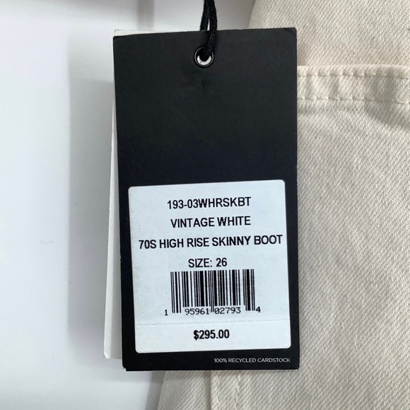 NEW RE/DONE Size 26 70s High Rise Skinny Boot Cut Vintage White Jeans $295 I10-7 - Picture 7 of 10